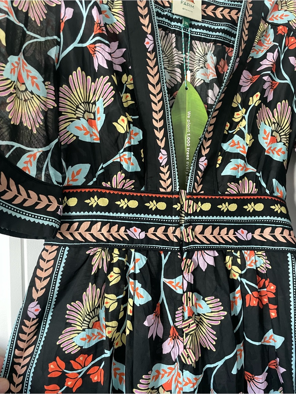 FARM Rio Black Floral Embroidered V-Neck Maxi Dress - Picture 5 of 10